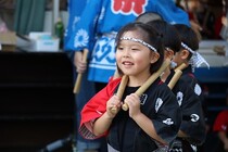 太鼓の演奏準備