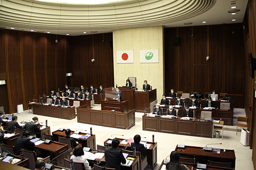 市議会定例会の本会議場